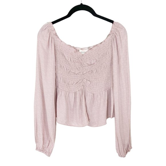 URBAN Romantics Tops - Long Sleeve Ruffle Cinche Front Crop Top